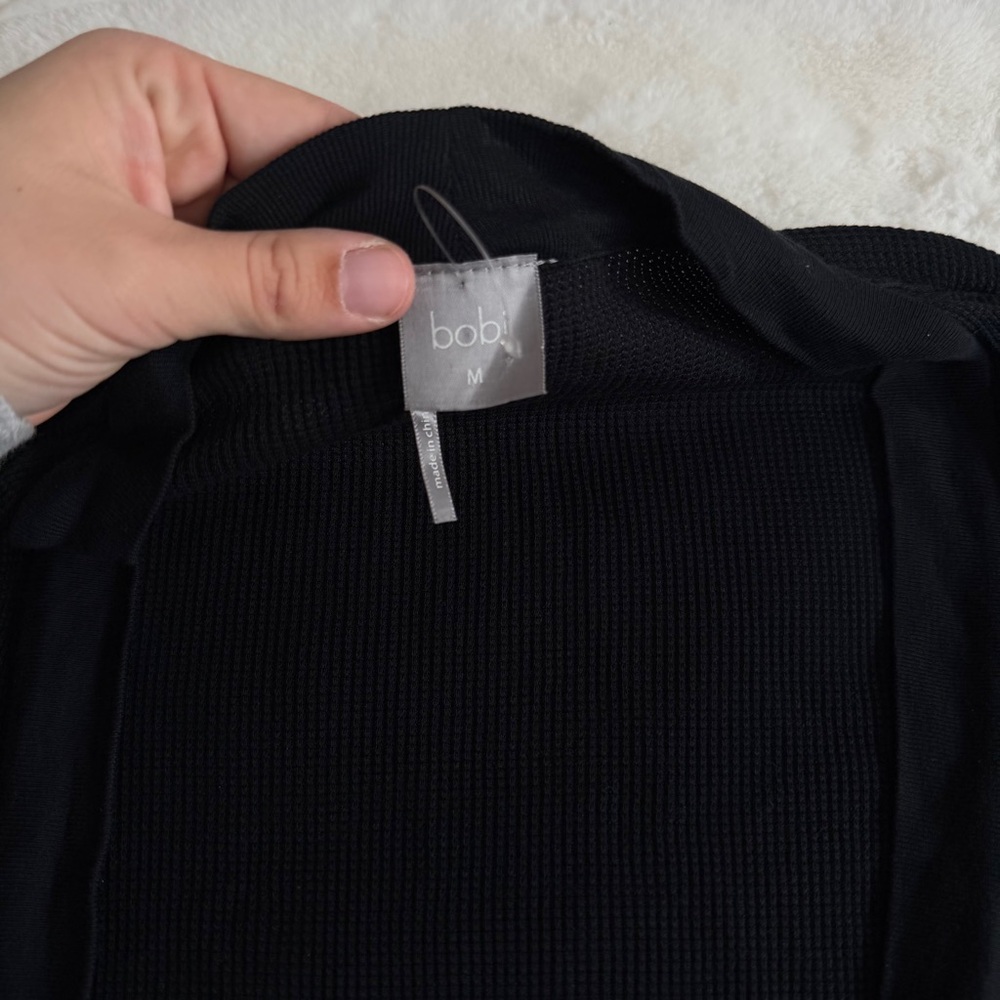 Bobi Black Cardigan Waffle Size Medium - Picture 2 of 6